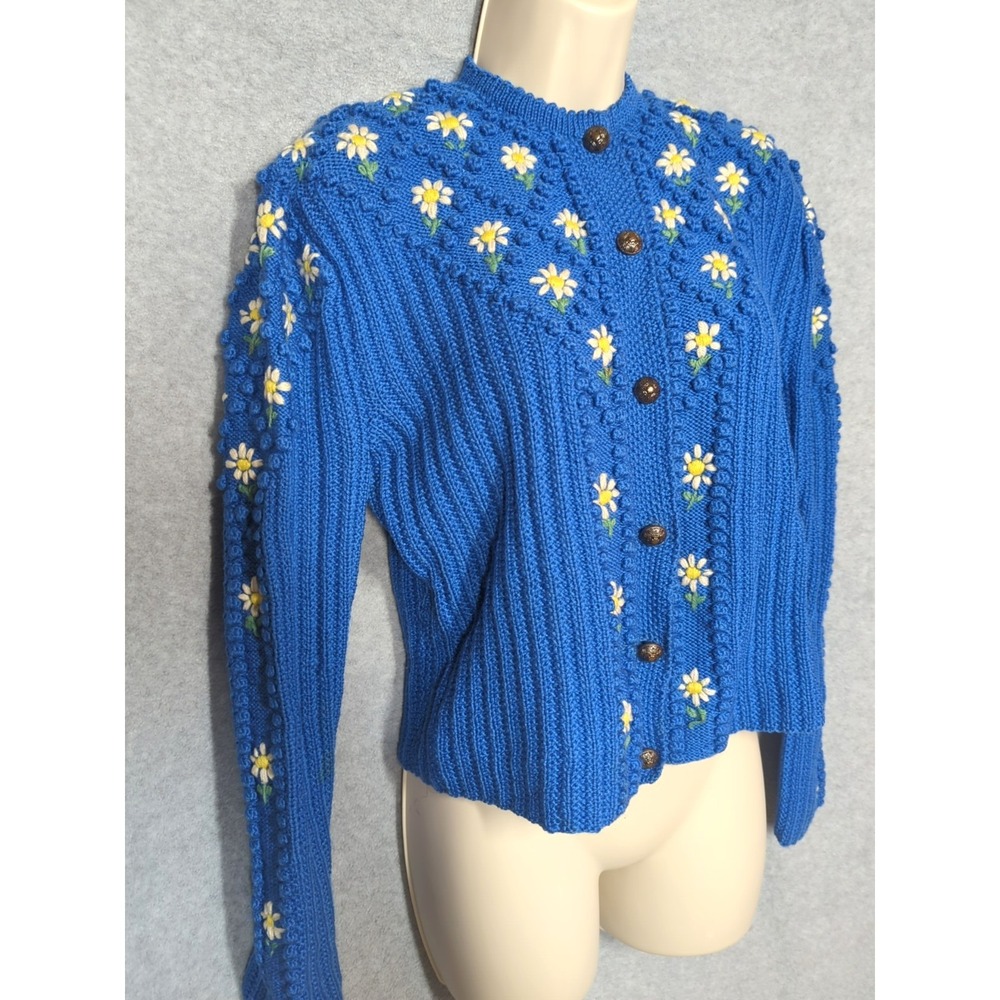Rare Find Austrian Salzburg Vtg Cardigan Sweater M Wool Knit Franzi Mayer BEAUTY - Picture 4 of 10